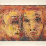 Bild von Krayem Maria Awad: „Face to Face“, Pigmentmalerei auf Leinen, 40×60 cm, € 1.500,–
